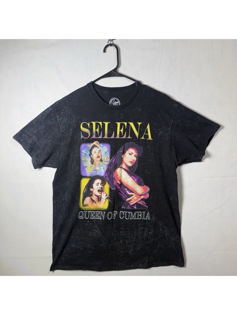 Selena Quintanilla Queen Of Cumbia Graphic T Shirt Mens Large Black Acid Wash